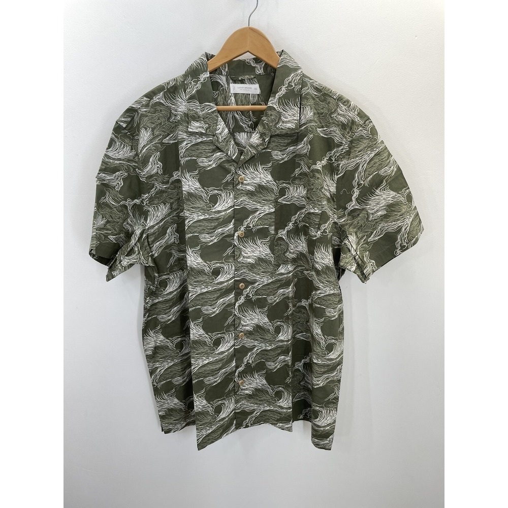 Lucky Brand Hawaiian Waves Cotton Short Sleeve Shirt XXL